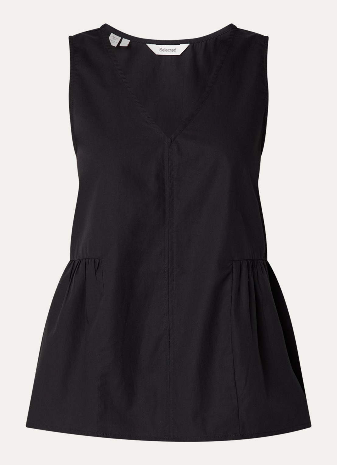 Selected Blair top met V-hals - voorkant 3 zwart