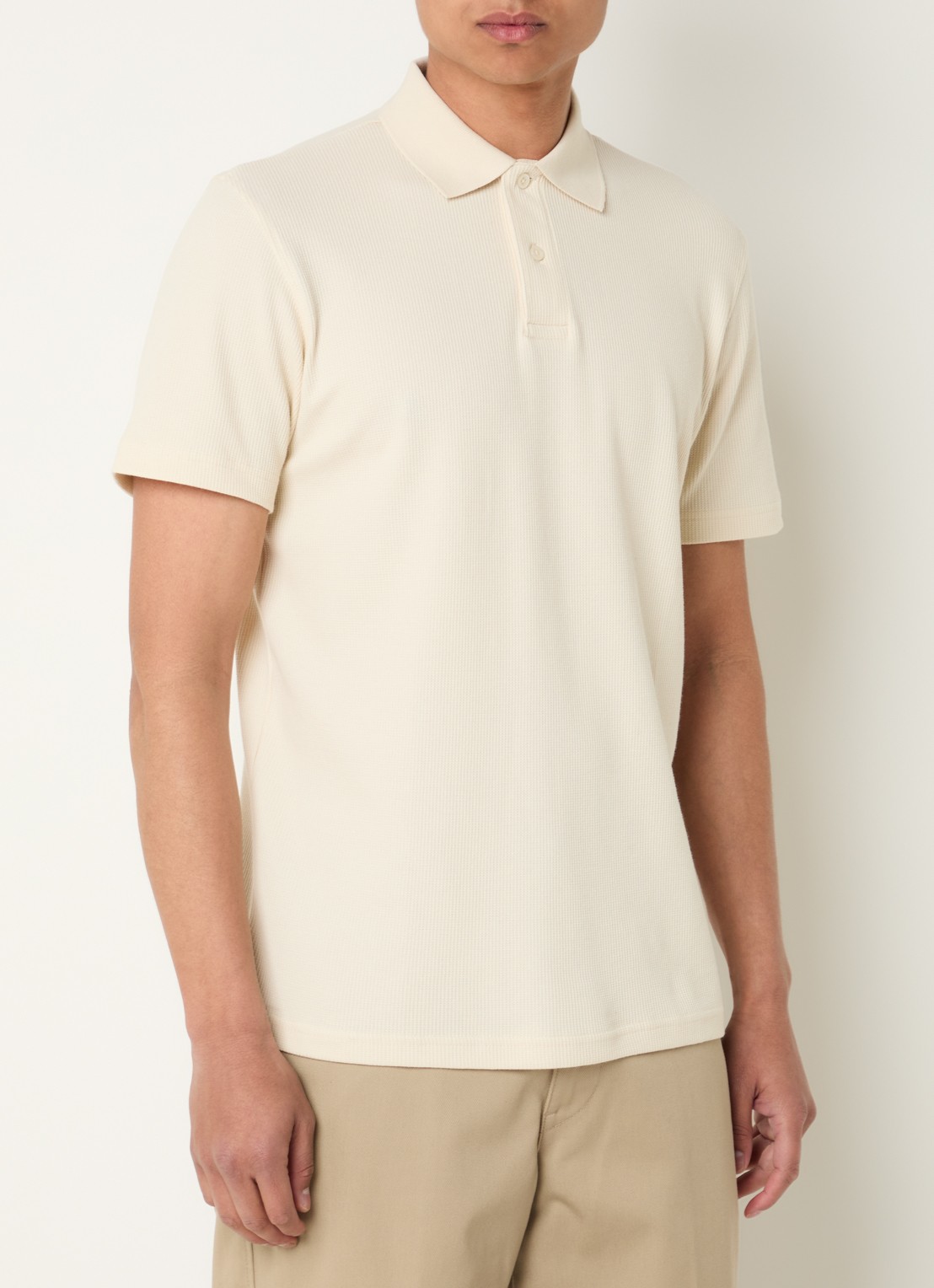 Selected Blaze regular fit polo met structuur - detail 4 creme