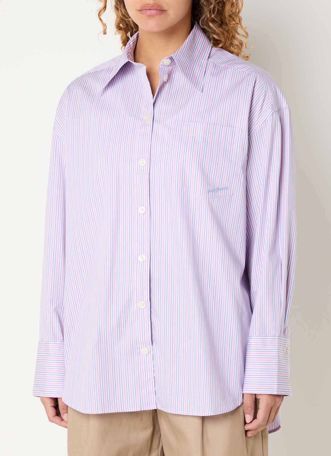 Selected Blouse met streepprint - detail 2 roze