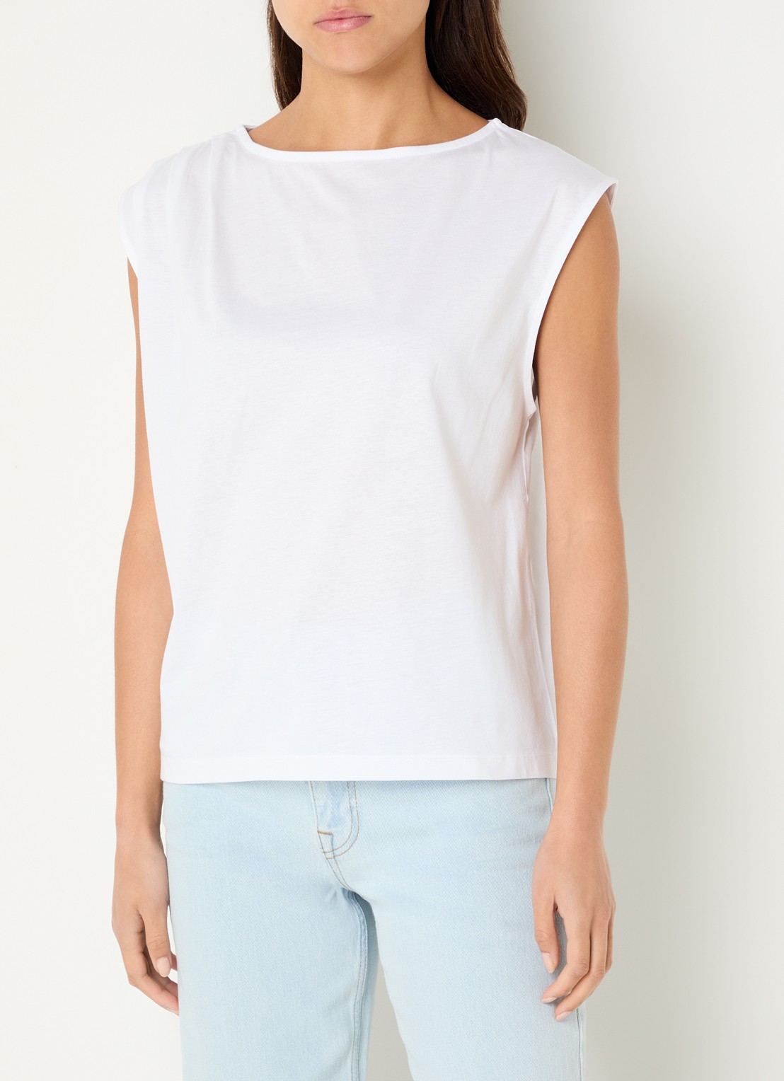 Selected Calli mouwloze top met plooidetail - detail wit
