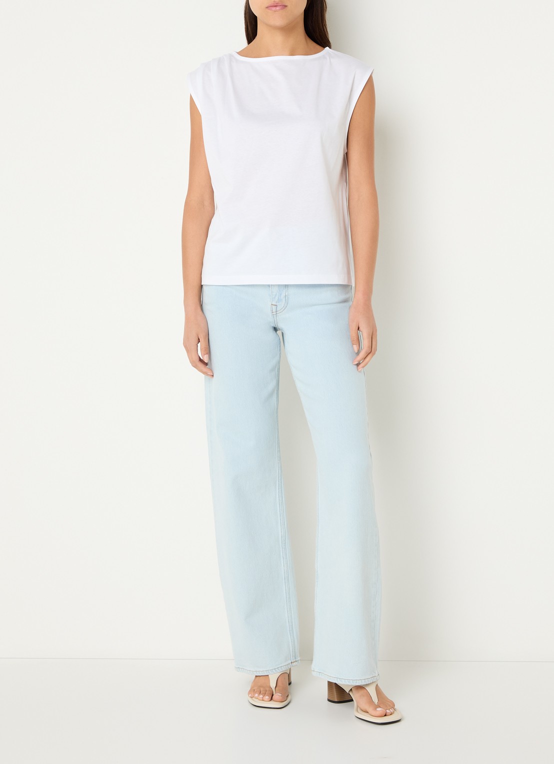 Selected Calli mouwloze top met plooidetail - voorkant 3 wit