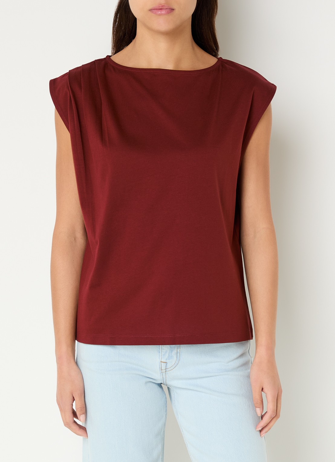 Selected Calli mouwloze top met plooidetail - detail 4 roestbruin