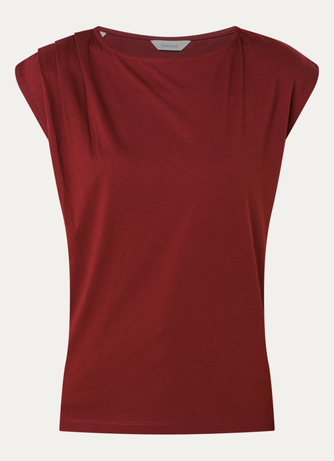 Selected Calli mouwloze top met plooidetail - voorkant 2 roestbruin
