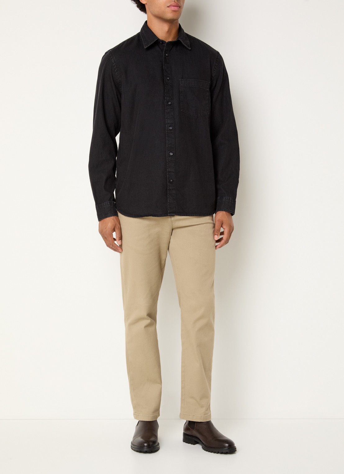Selected Carlo regular fit overhemd met borstzak - voorkant 4 zwart