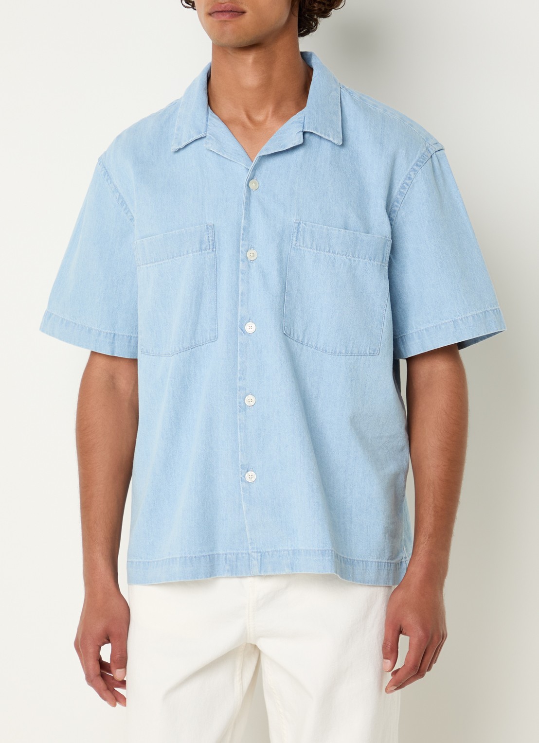 Selected Carlo regular fit overhemd van chambray - detail indigo