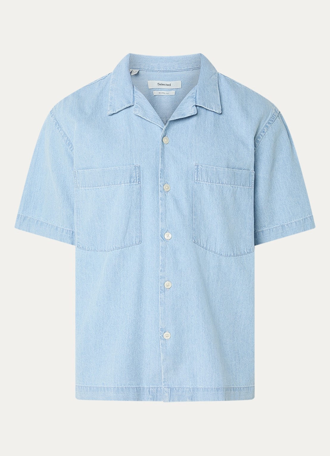 Selected Carlo regular fit overhemd van chambray - voorkant 3 indigo