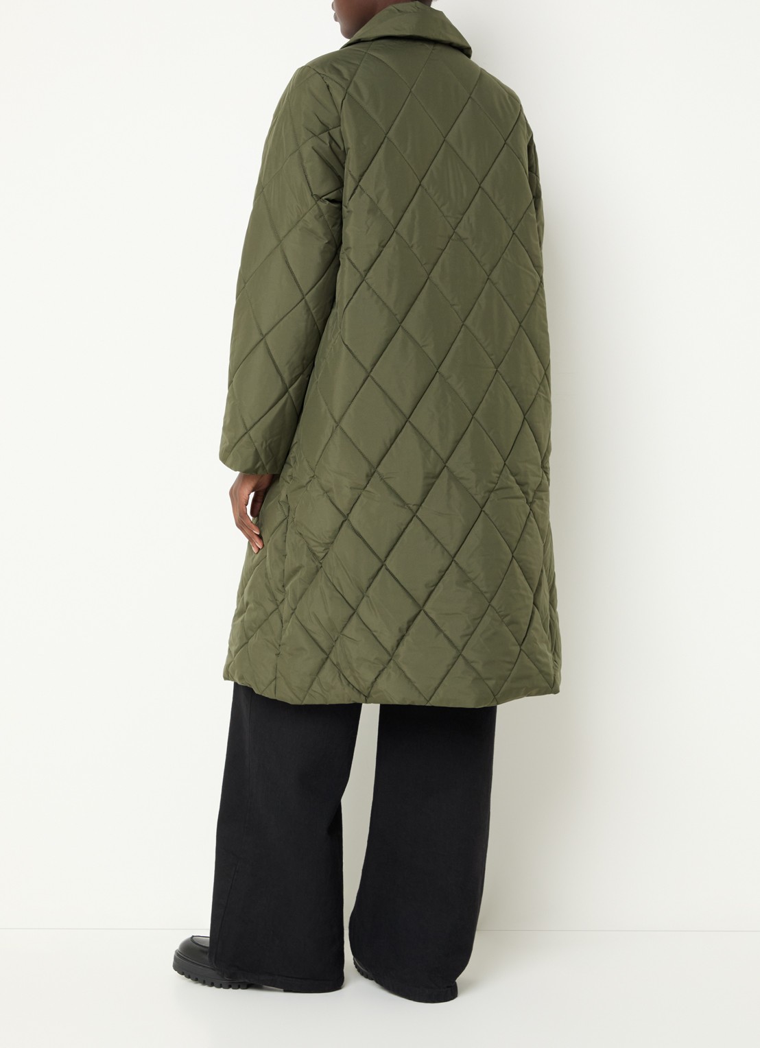 Selected Cilla gewatteerde jas met quilt patroon en steekzakken - achterkant 3 groen