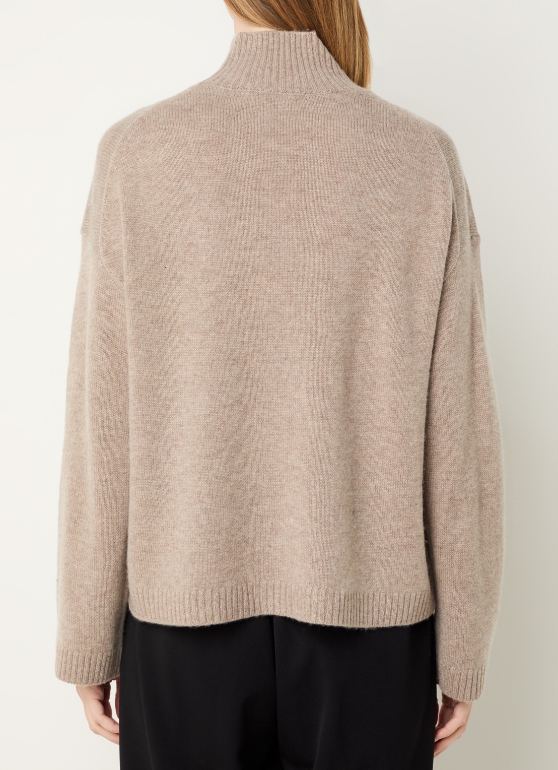 Selected Cille grofgebreide trui in kasjmierblend met opstaande kraag - achterkant 4 beige