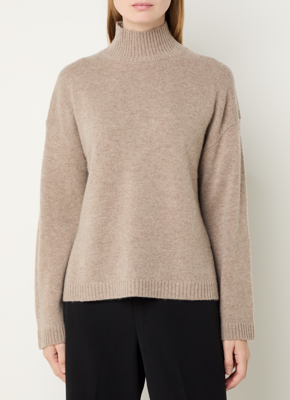 Selected Cille grofgebreide trui in kasjmierblend met opstaande kraag - detail 3 beige