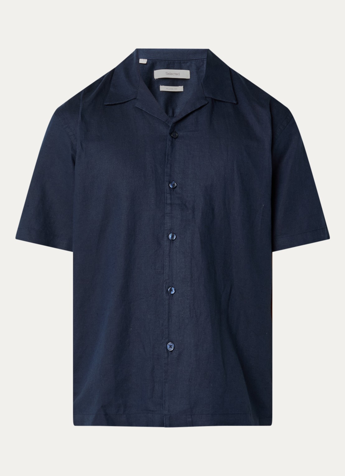 Selected Clay regular fit overhemd in linnenblend - voorkant donkerblauw