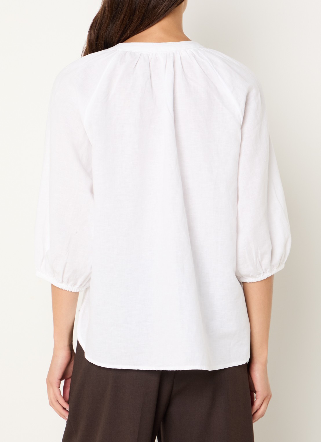 Selected Cleo blouse in linnenblend met V-hals - achterkant wit