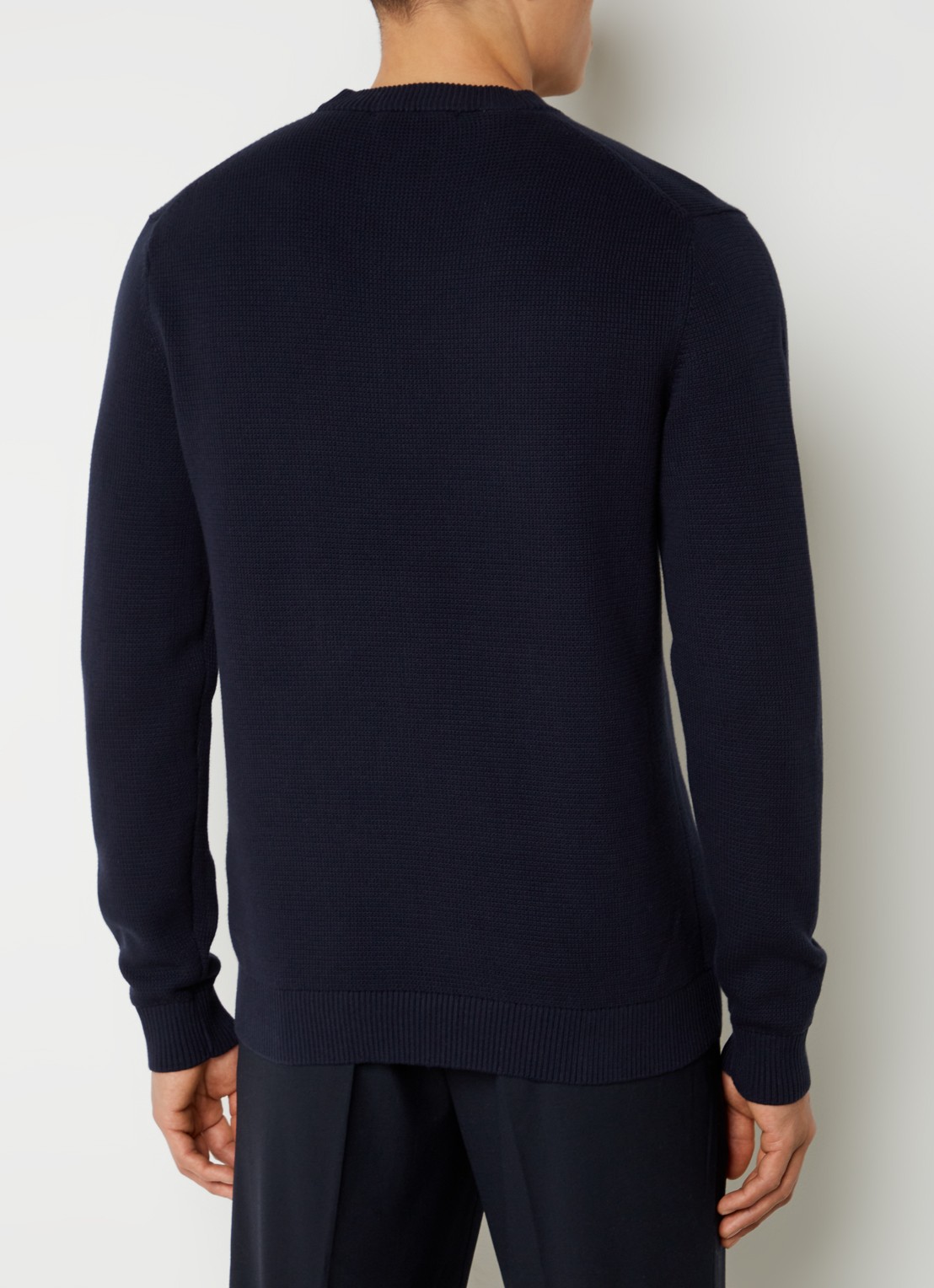 Selected Dane fijngebreide pullover  - achterkant 2 donkerblauw