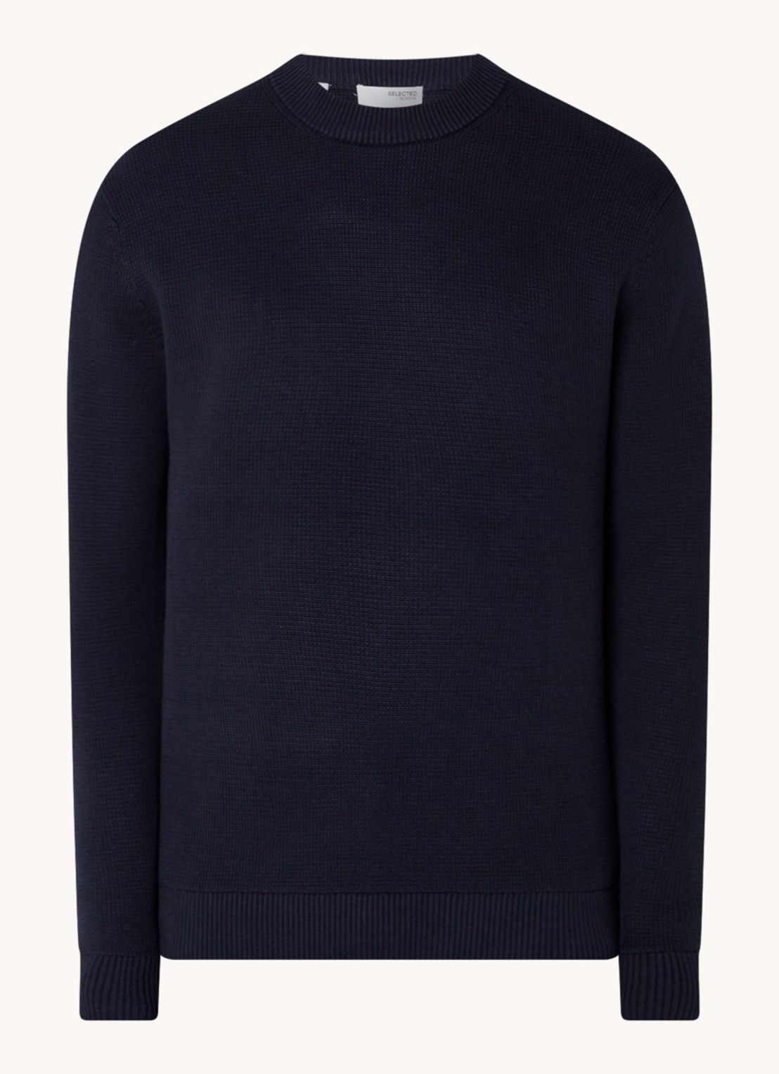 Selected Dane fijngebreide pullover  - voorkant 3 donkerblauw