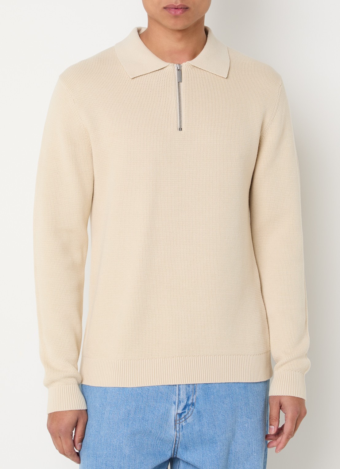Selected Dane trui met polokraag en halve rits - detail 3 beige