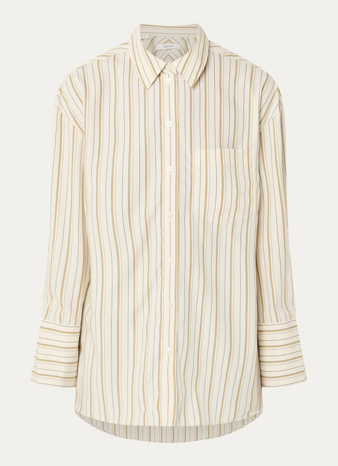 Selected Dannie blouse met streepprint - voorkant 3 gebroken wit
