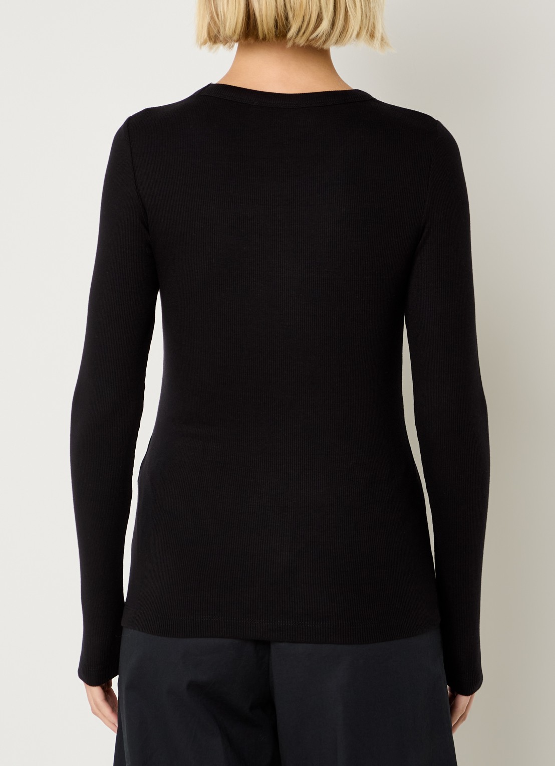 Selected Dianna longsleeve  met ribstructuur - achterkant 4 zwart