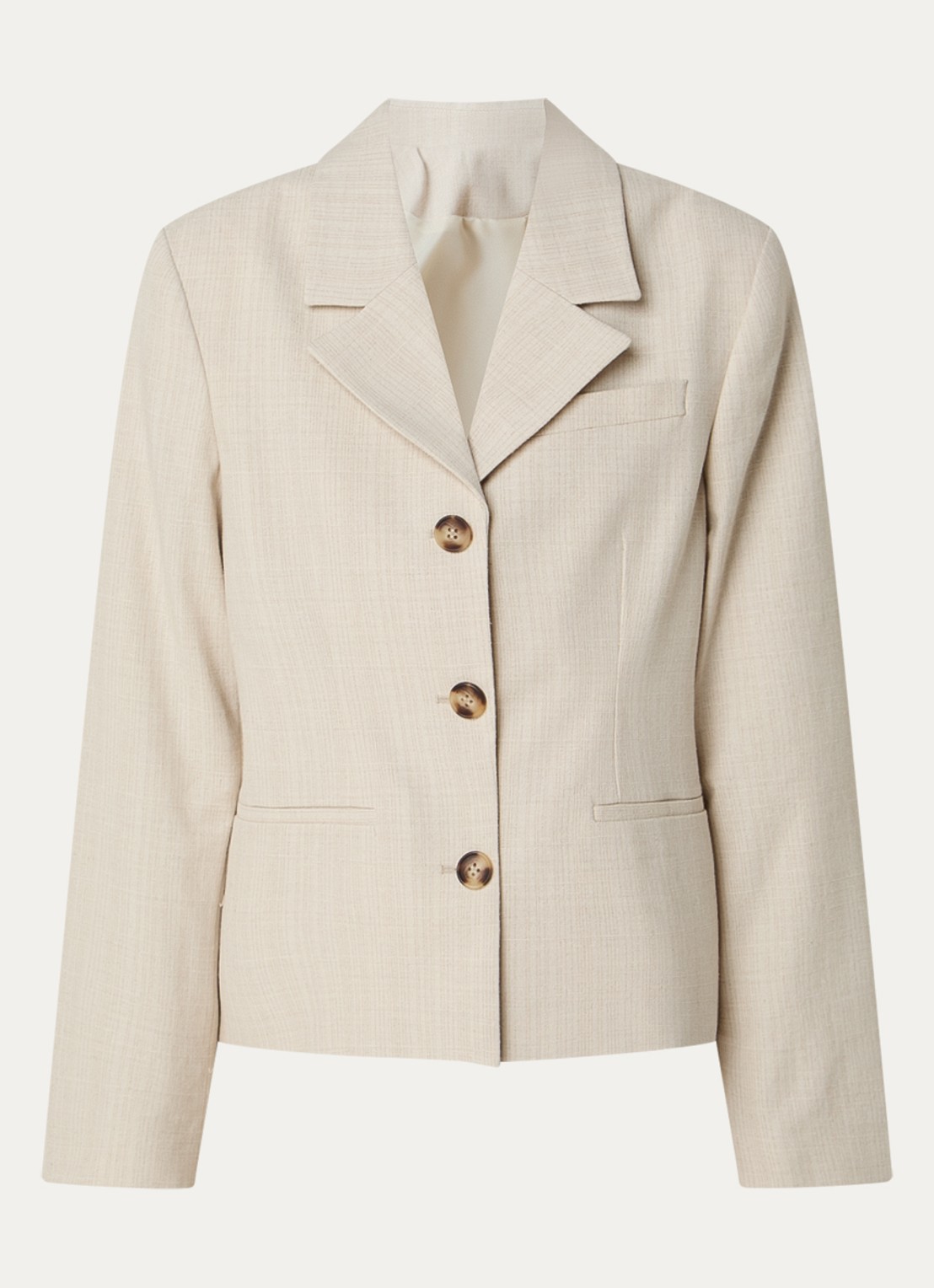 Selected Dima blazer met structuur  - voorkant beige