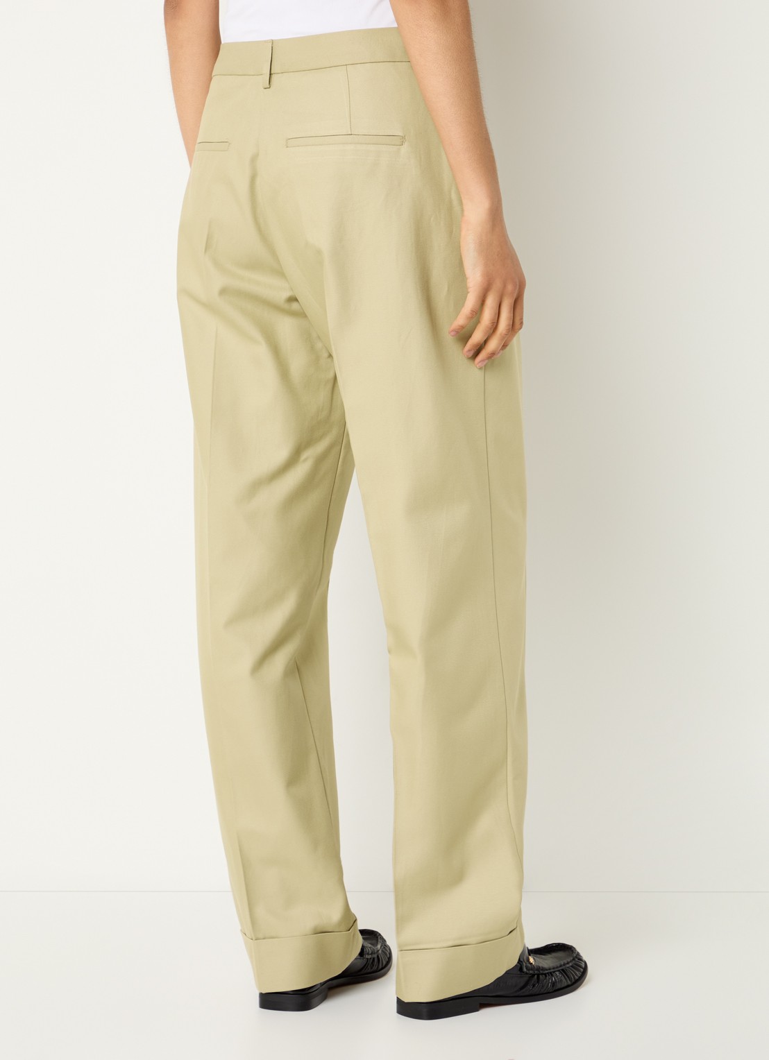 Selected Dora high waist tapered fit pantalon met steekzakken - achterkant 3 beige