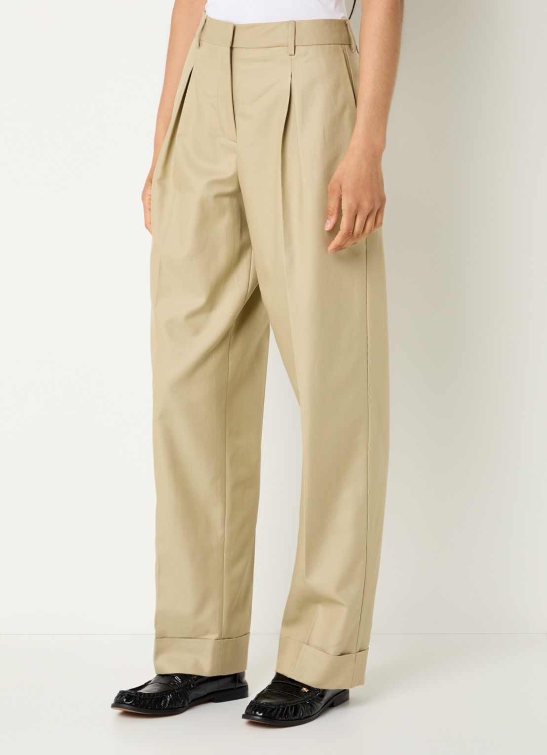 Selected Dora high waist tapered fit pantalon met steekzakken - detail 4 beige