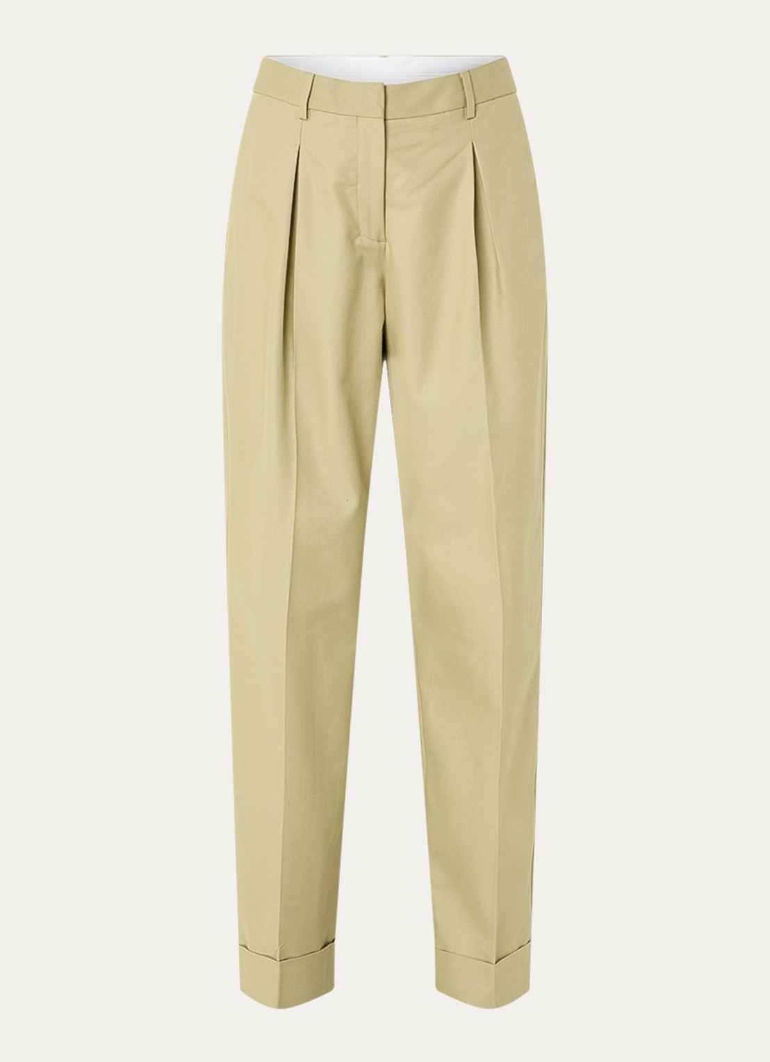 Selected Dora high waist tapered fit pantalon met steekzakken - voorkant beige