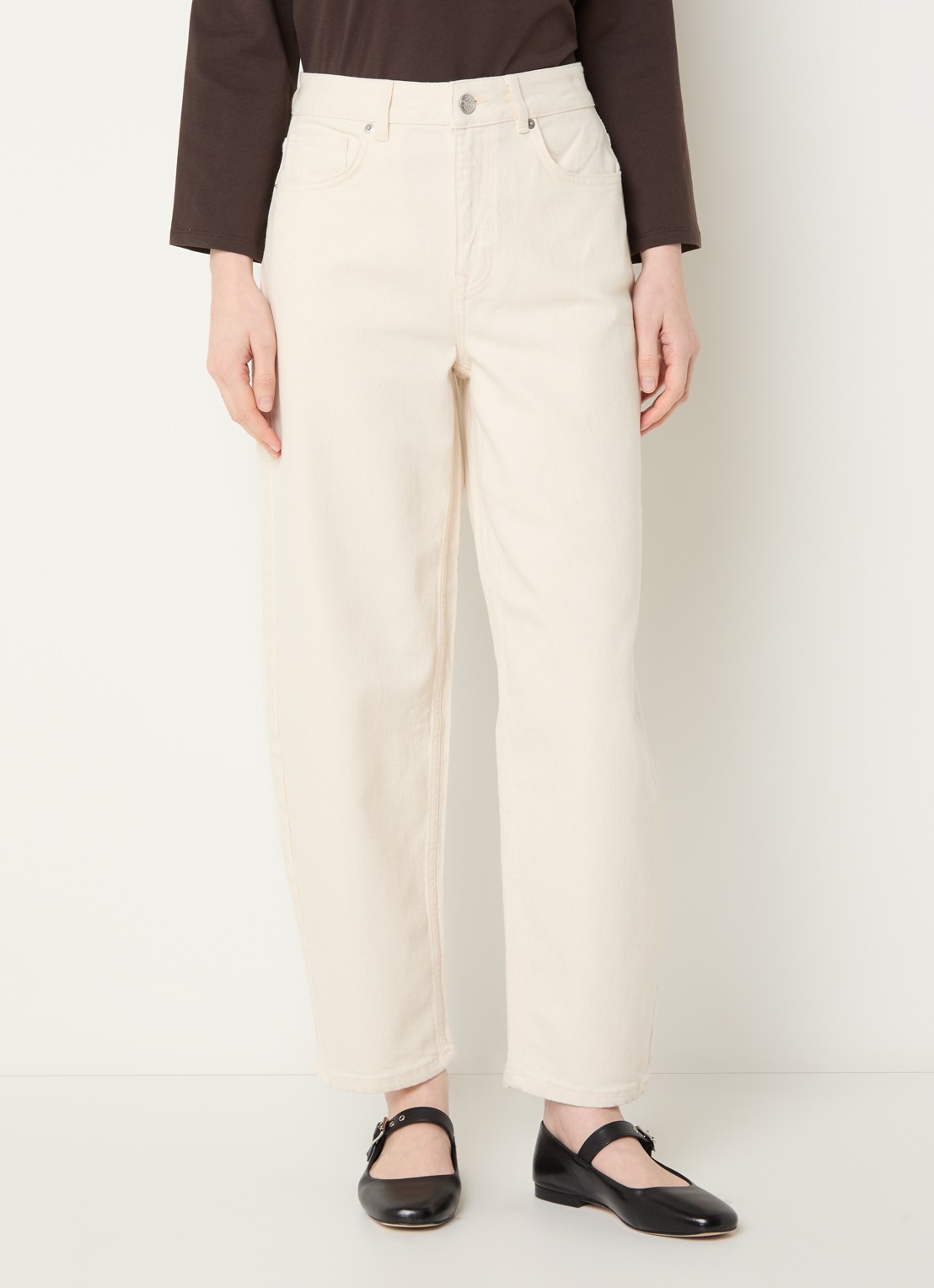 Selected Ebba high waist balloon fit jeans met gekleurde wassing - detail 2 gebroken wit