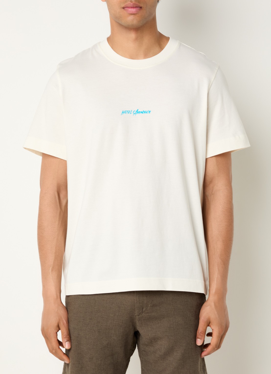Selected Elias T-shirt met front- en backprint - achterkant creme