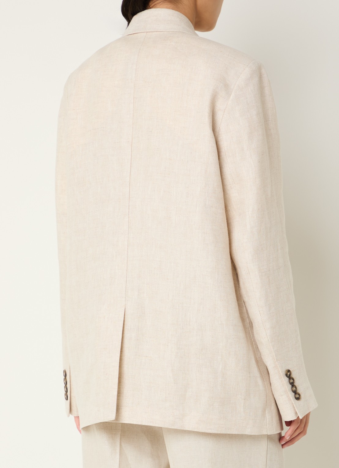Selected Elin-Ida oversized blazer van linnen met klepzakken - achterkant 3 beige
