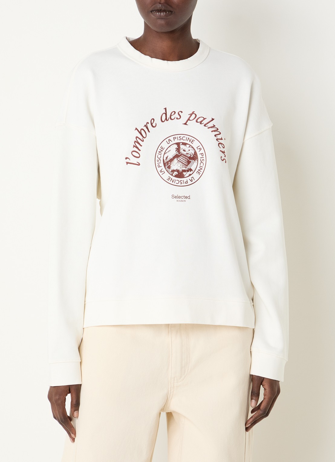 Selected Elisa sweater met borduring - detail 3 creme
