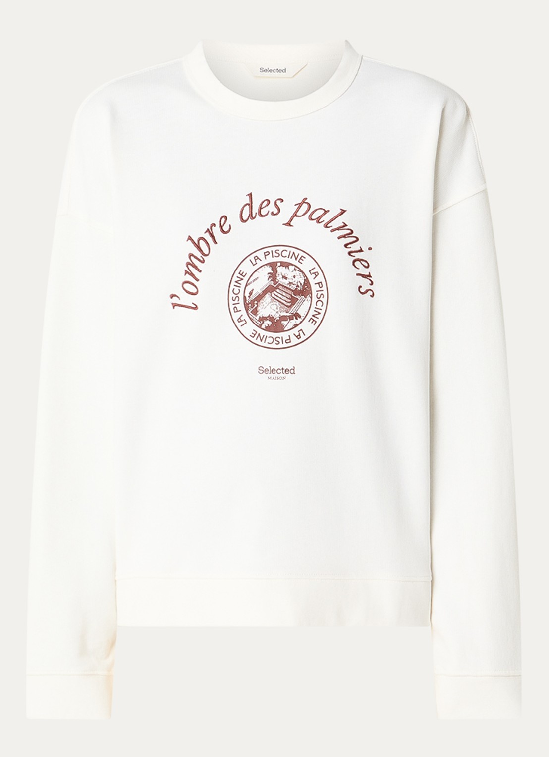 Selected Elisa sweater met borduring - voorkant creme