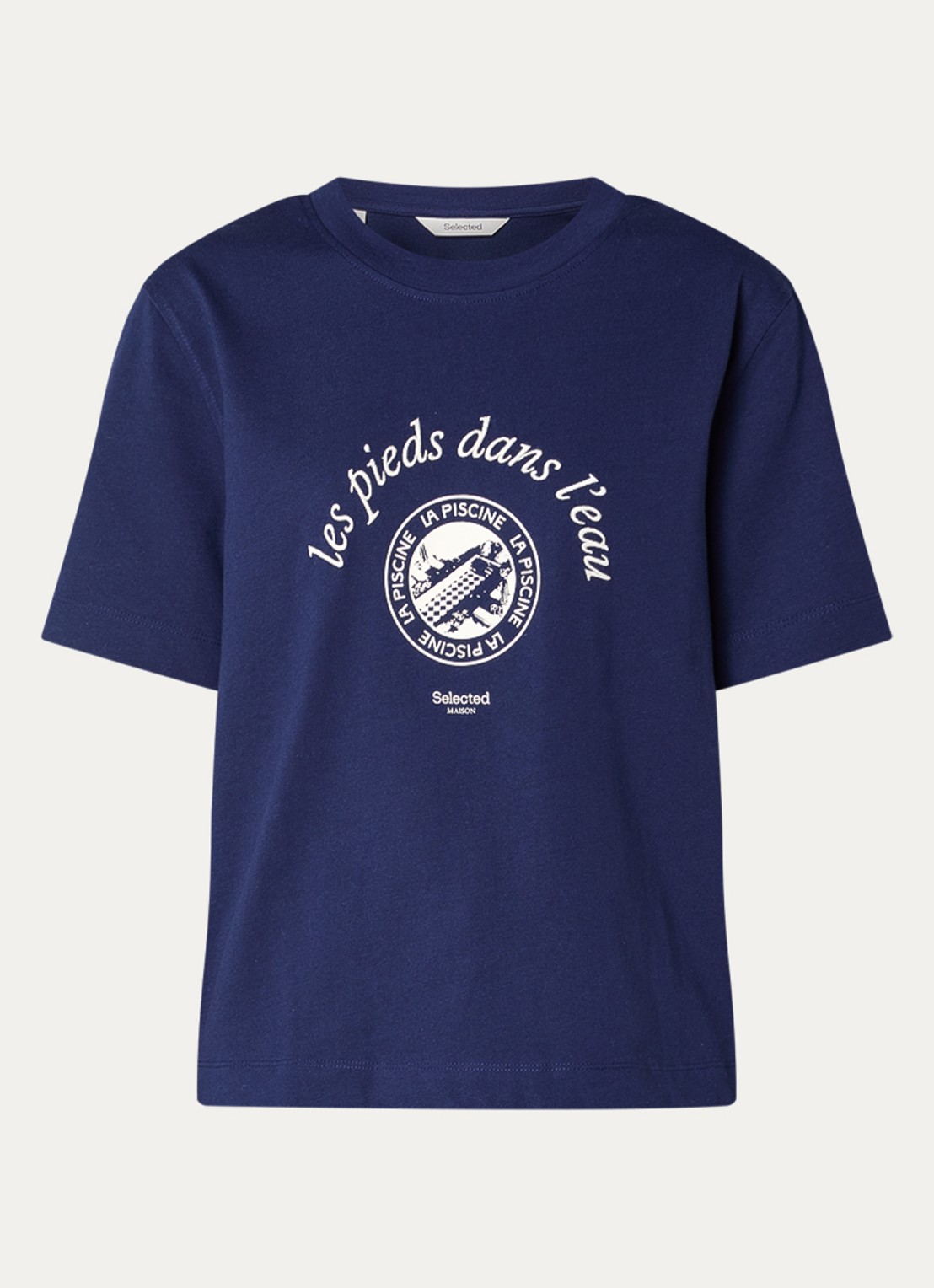 Selected Elisa T-shirt met borduring - voorkant 2 donkerblauw