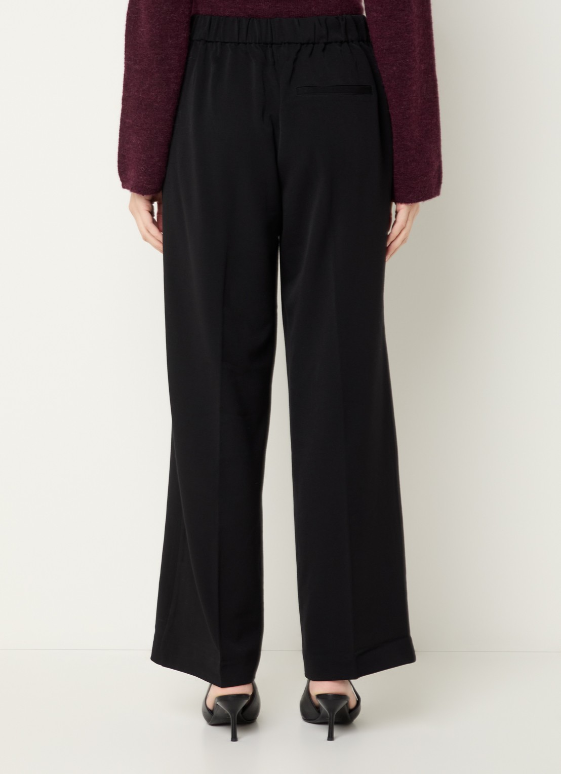 Selected Emma high waist wide fit pantalon met steekzakken - achterkant 3 zwart