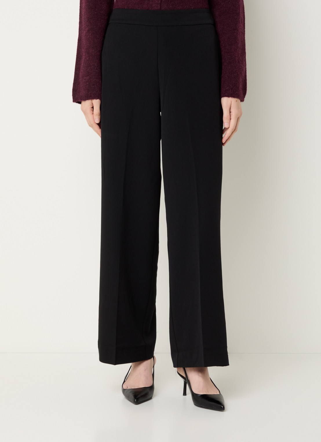 Selected Emma high waist wide fit pantalon met steekzakken - detail 4 zwart