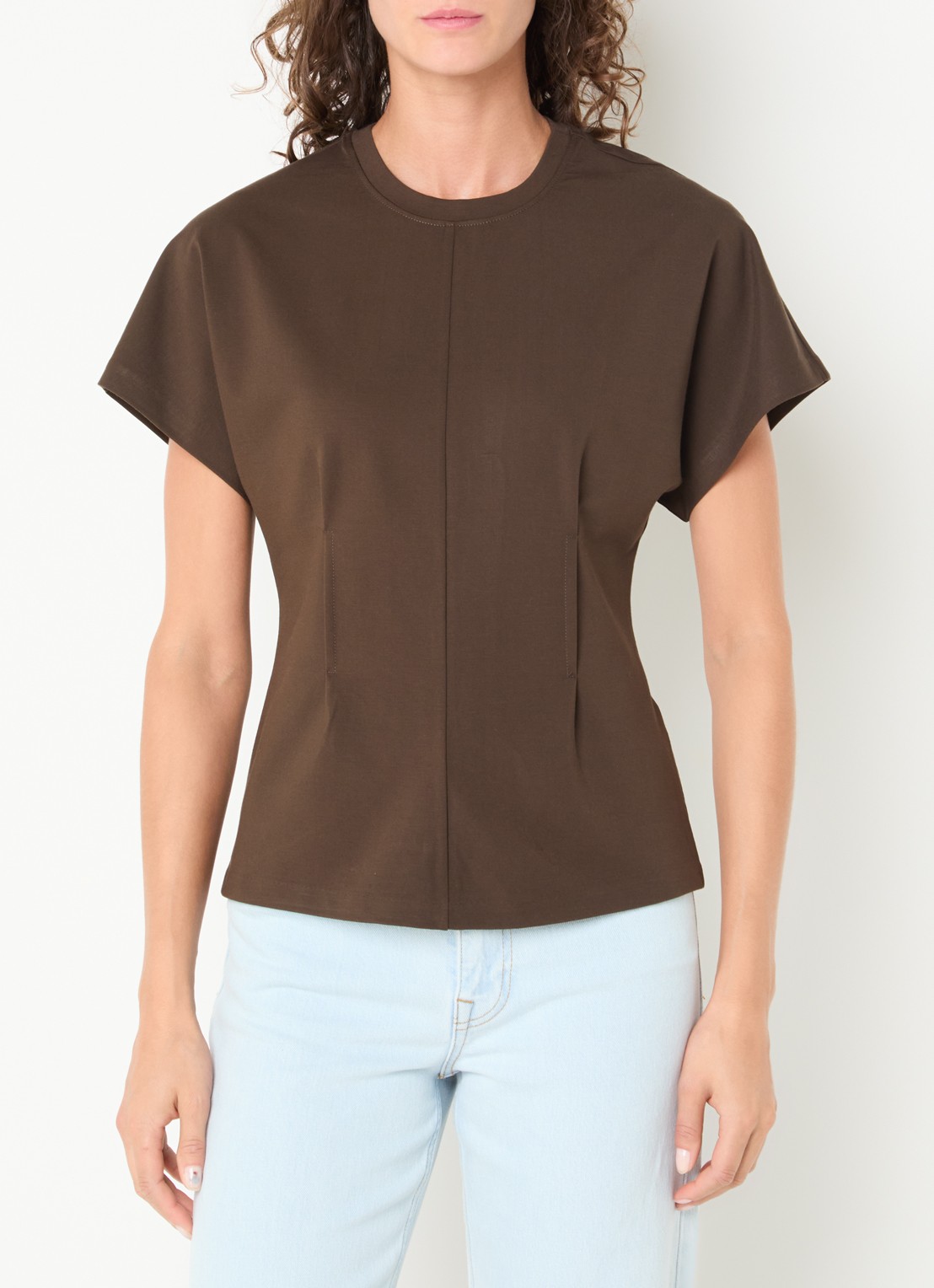 Selected Era top met plooidetail - detail 4 bruin