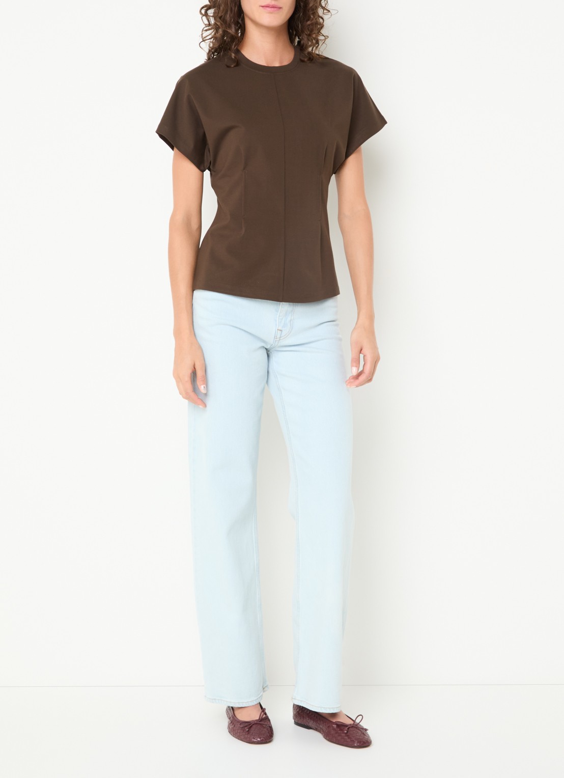 Selected Era top met plooidetail - voorkant 3 bruin