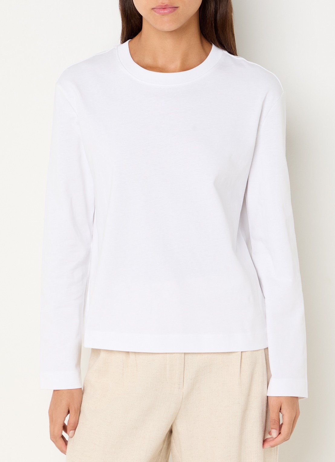 Selected Essential longsleeve met ronde hals - detail 2 wit