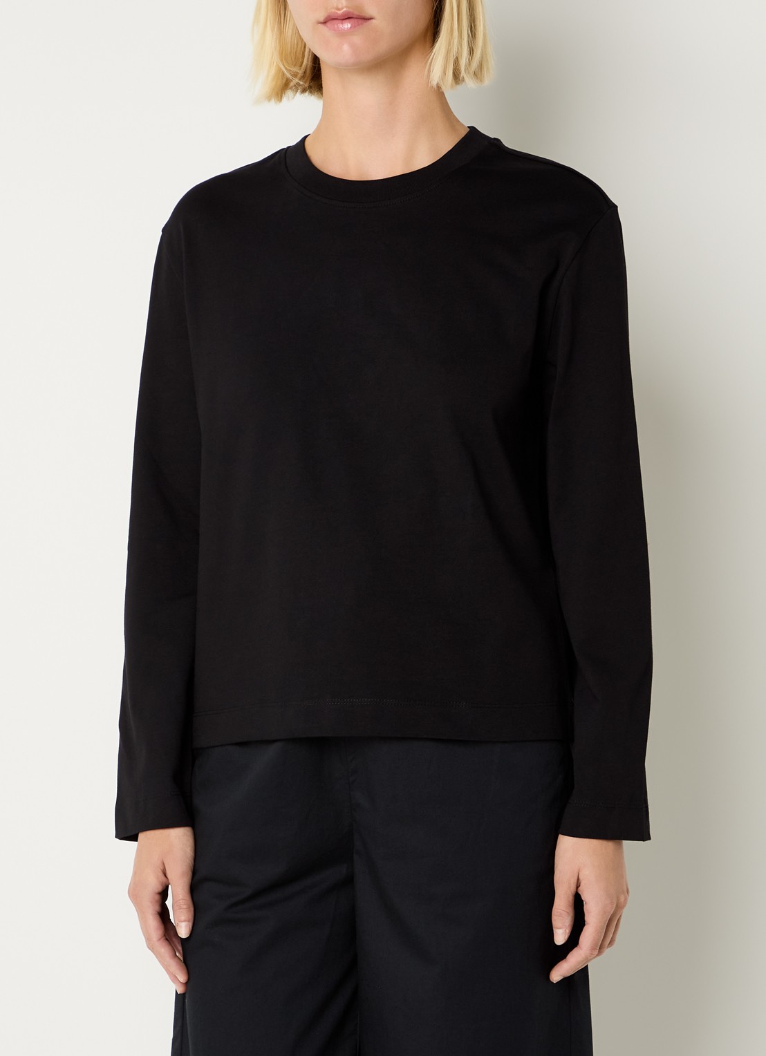 Selected Essential longsleeve met ronde hals - detail 3 zwart