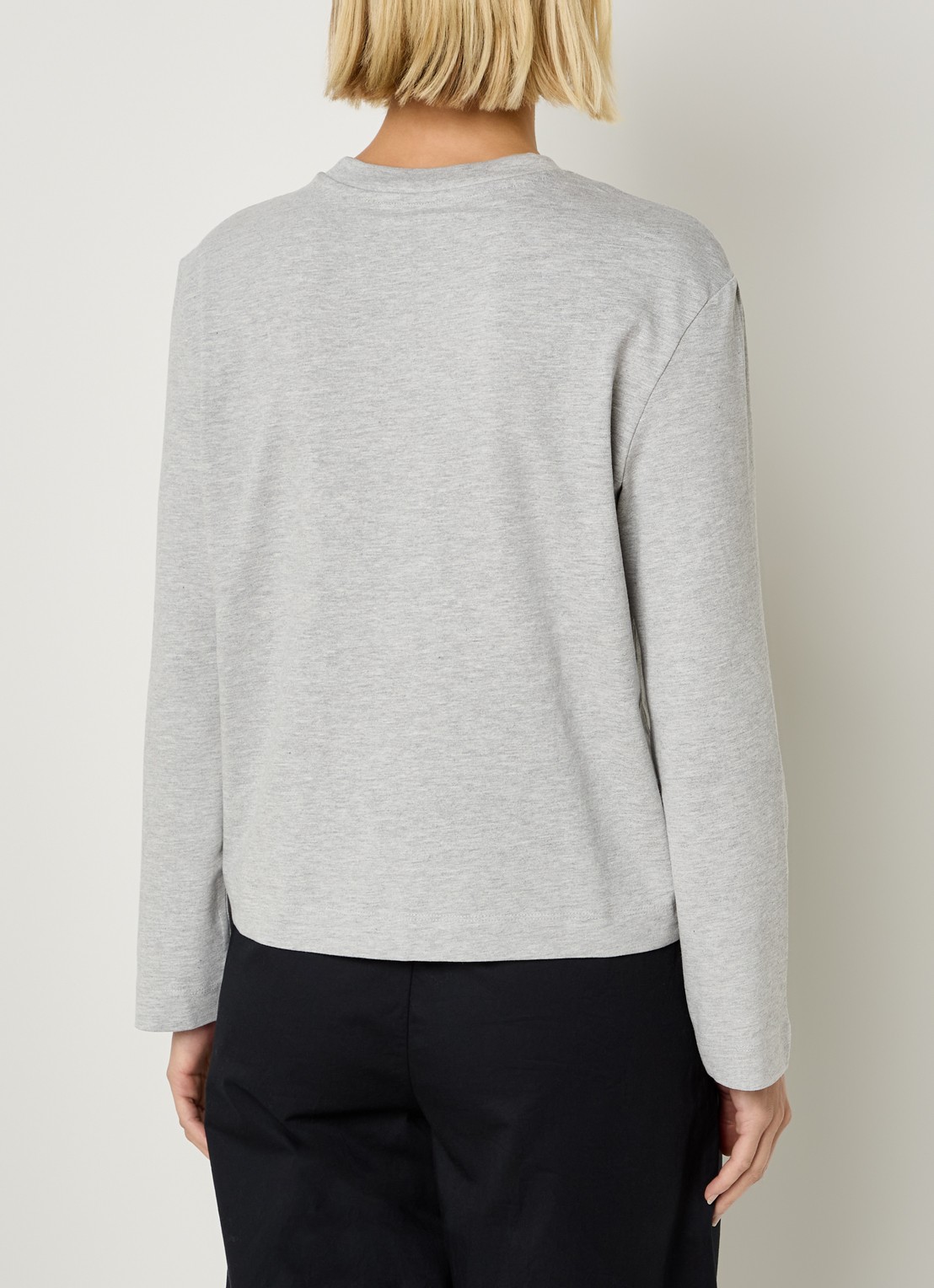 Selected Essential longsleeve met ronde hals - achterkant 4 grijsmele