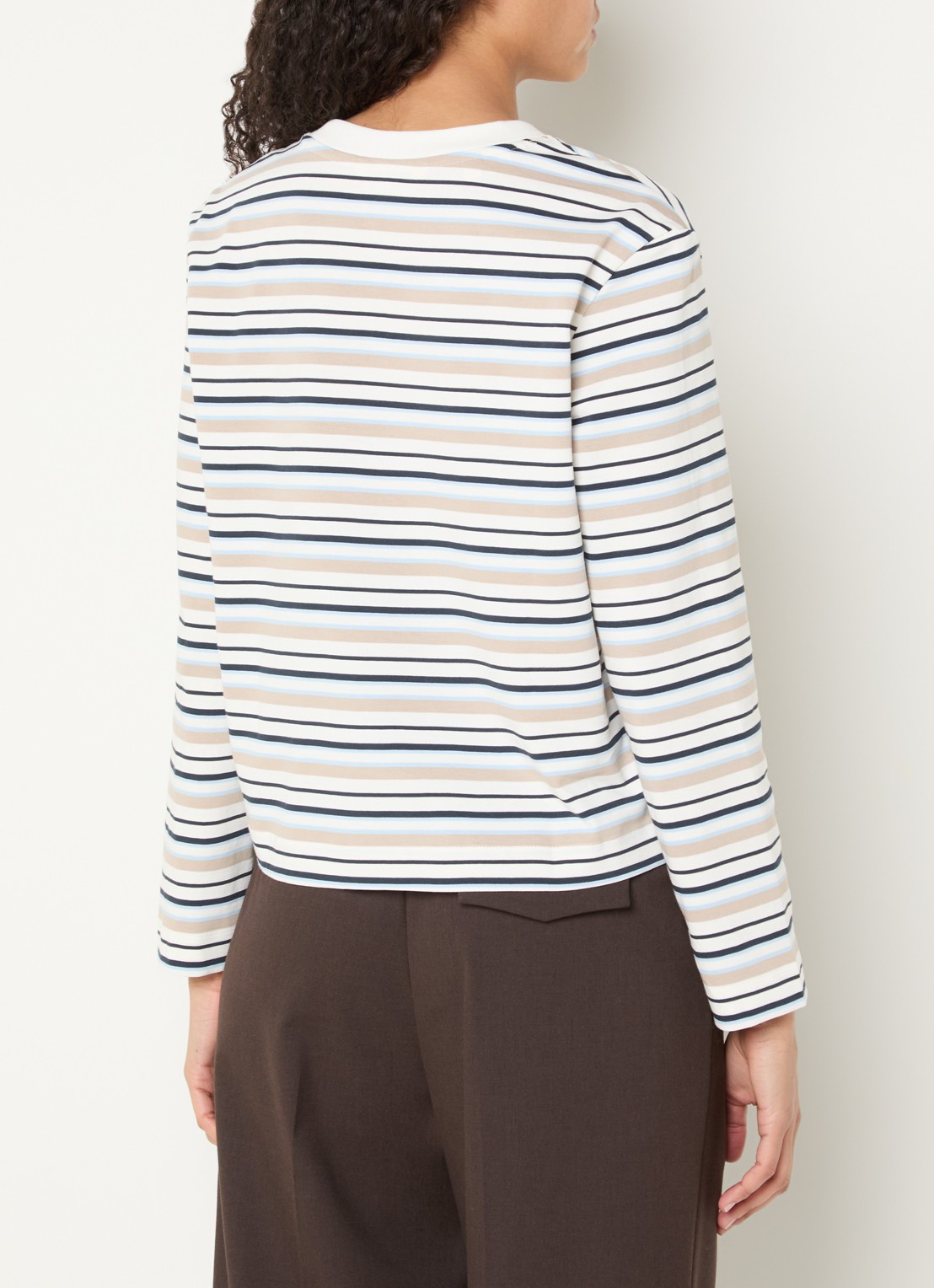 Selected Essential longsleeve met streepprint - achterkant 3 donkerblauw