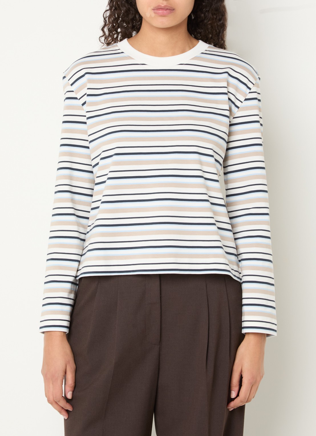 Selected Essential longsleeve met streepprint - detail 4 donkerblauw