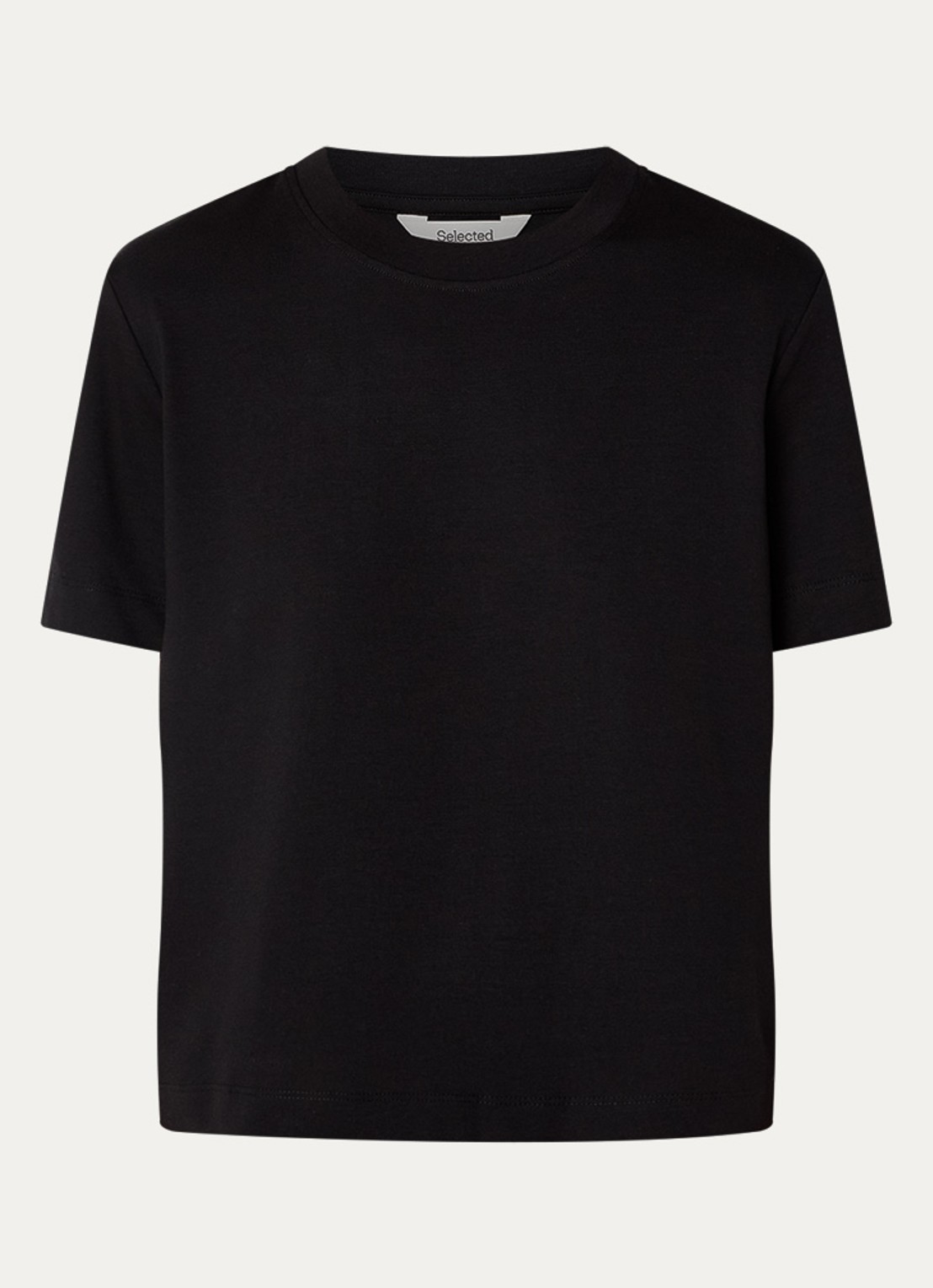 Selected Essential T-shirt met ronde hals - voorkant zwart