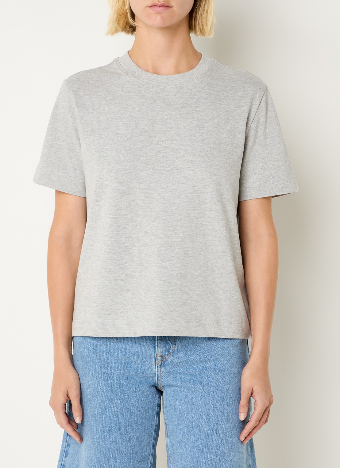Selected Essential T-shirt met ronde hals - detail 2 grijsmele