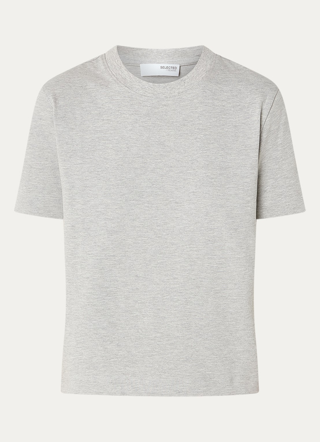 Selected Essential T-shirt met ronde hals - voorkant 3 grijsmele