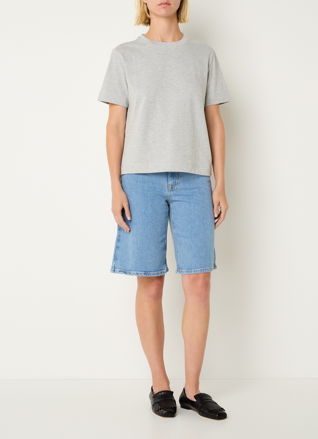 Selected Essential T-shirt met ronde hals - voorkant 4 grijsmele