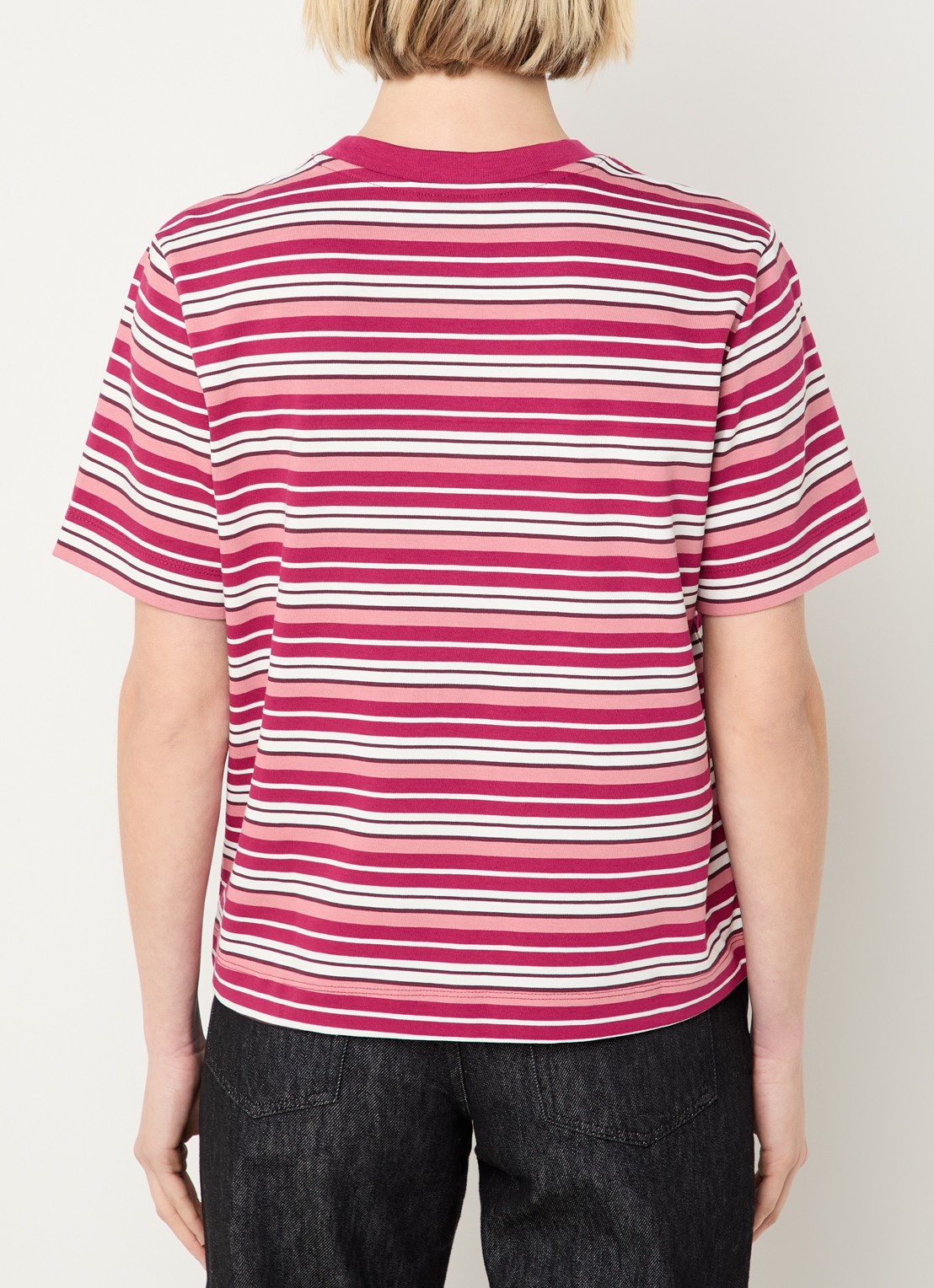 Selected Essential T-shirt met streepprint - achterkant bordeauxrood