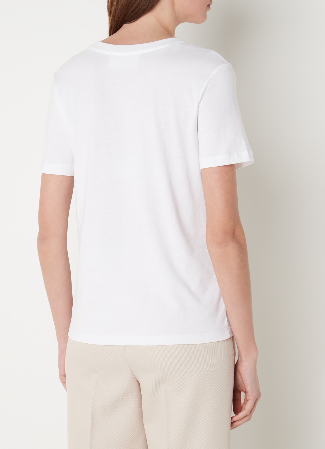 Selected Essential T-shirt van  katoen met V-hals - achterkant wit