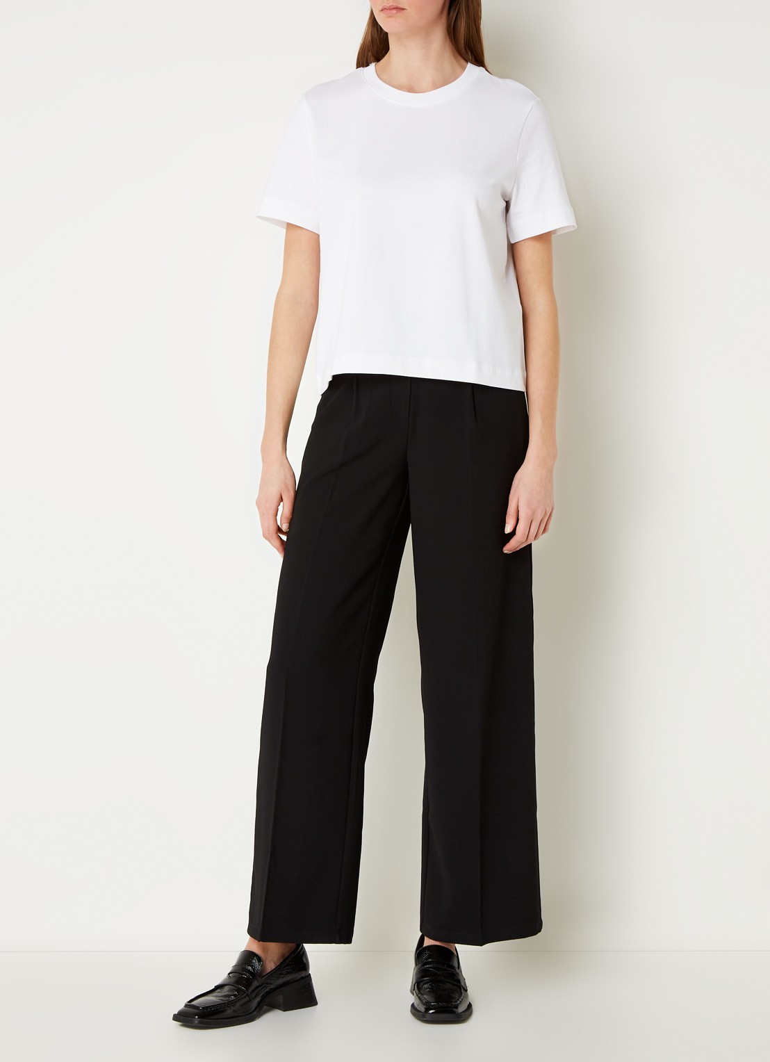 Selected Essential T-shirt van  katoen - voorkant 3 wit