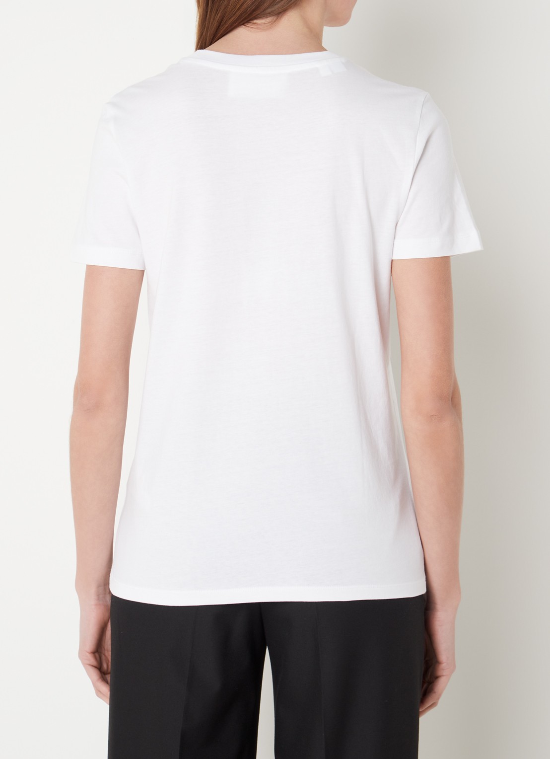 Selected Essential T-shirt van  katoen - achterkant 3 wit
