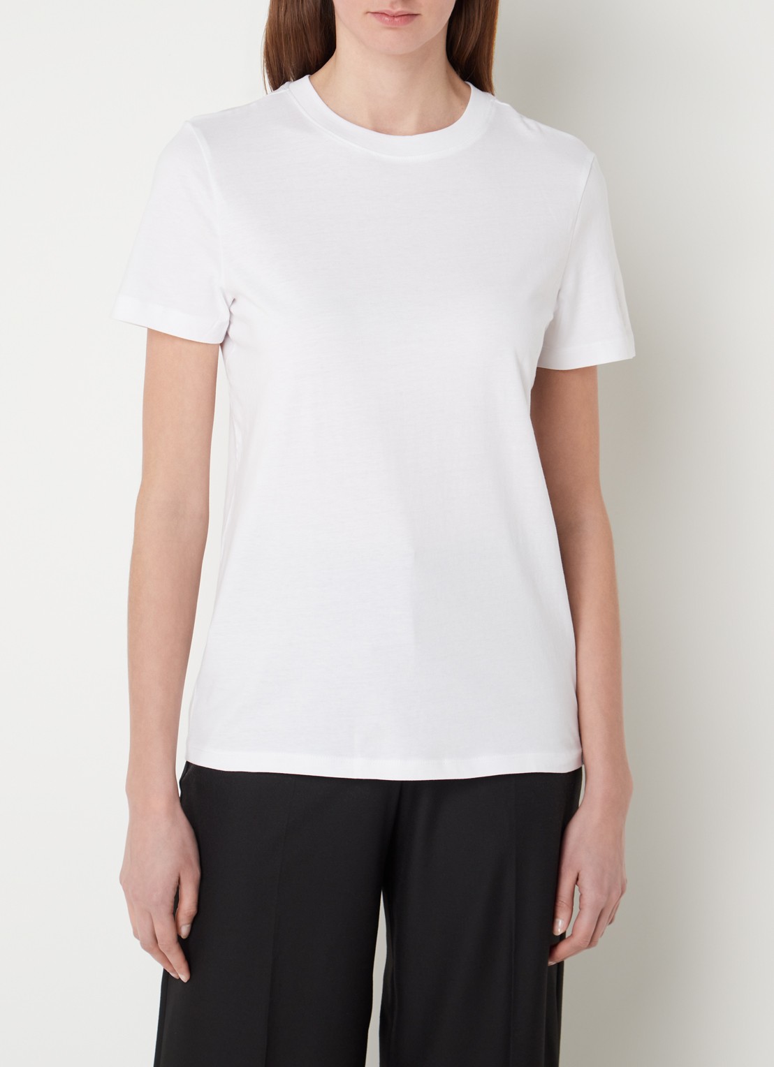 Selected Essential T-shirt van  katoen - detail 4 wit