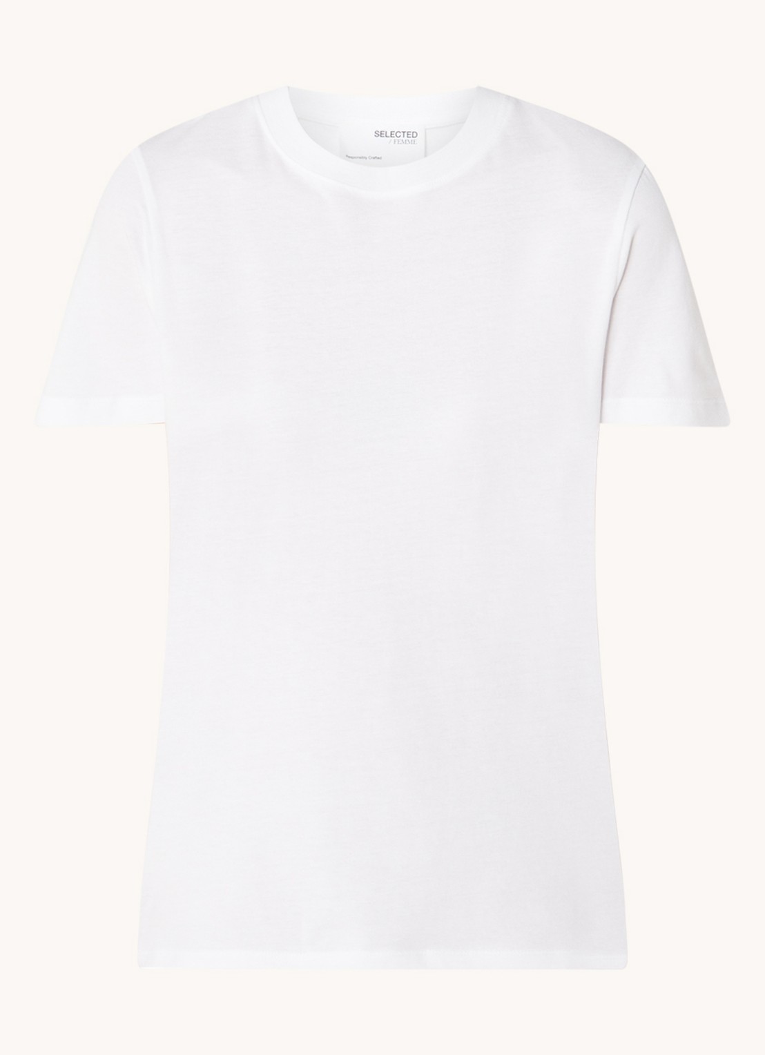 Selected Essential T-shirt van  katoen - voorkant wit