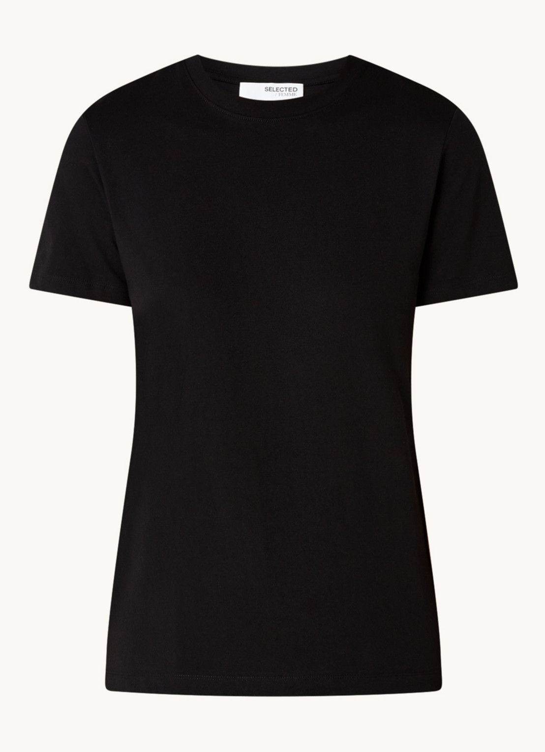 Selected Essential T-shirt van  katoen - voorkant 2 zwart